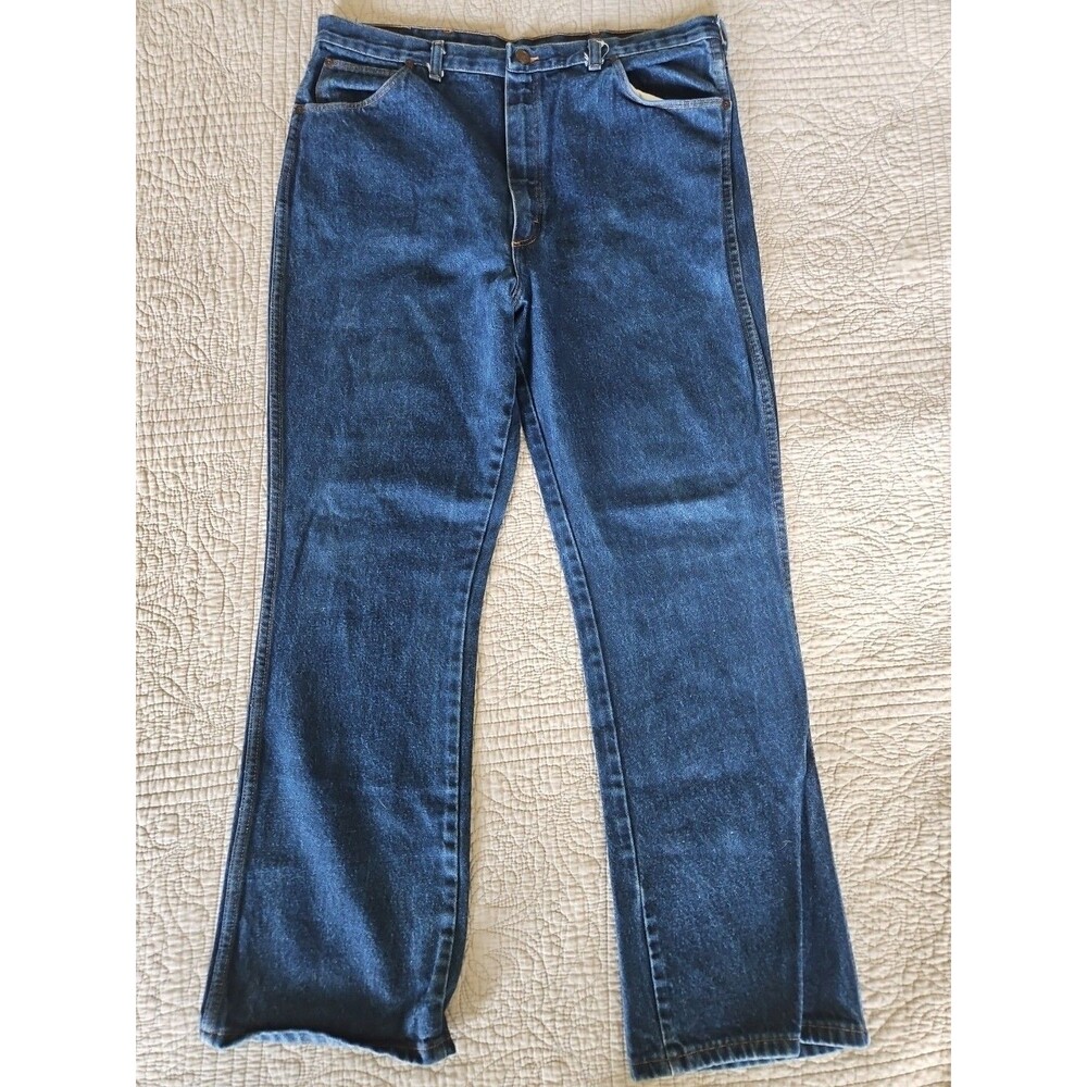 Men's Vintage Sheplers Blue Denim Jeans Size 38x32 Made In USA Straight Leg